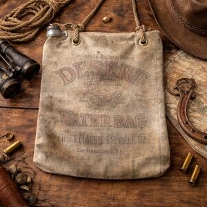Vintage Desert Water Bag 1930 Harris Deville Canvas Antique Camping Gear Western